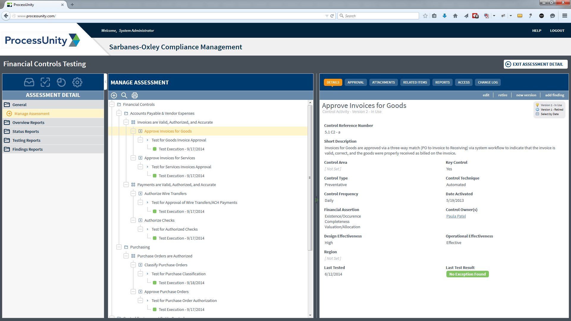 SarbanesOxley Compliance Management Software ProcessUnity