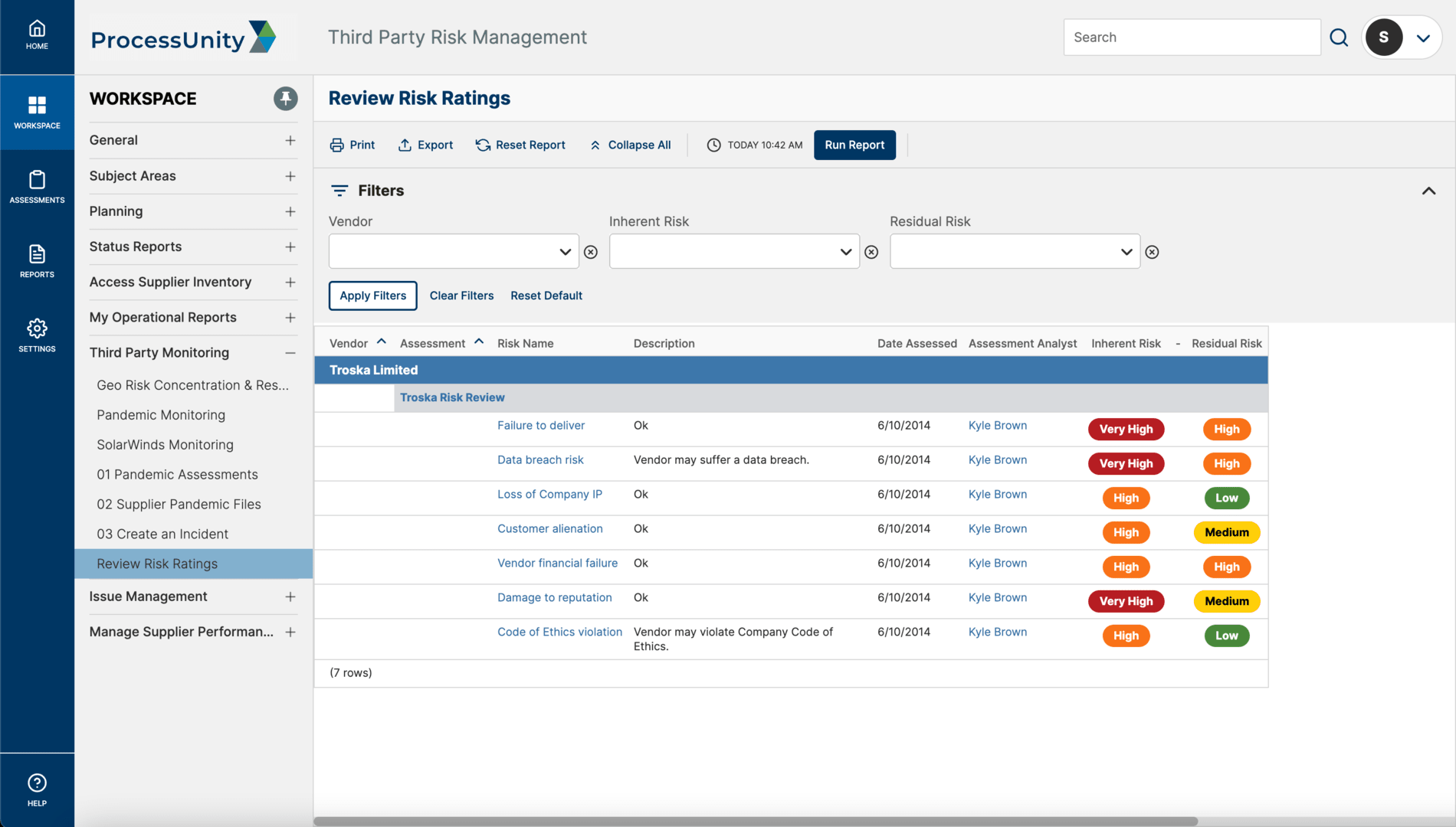 Vendor Risk Management Inherent Risk Scoring