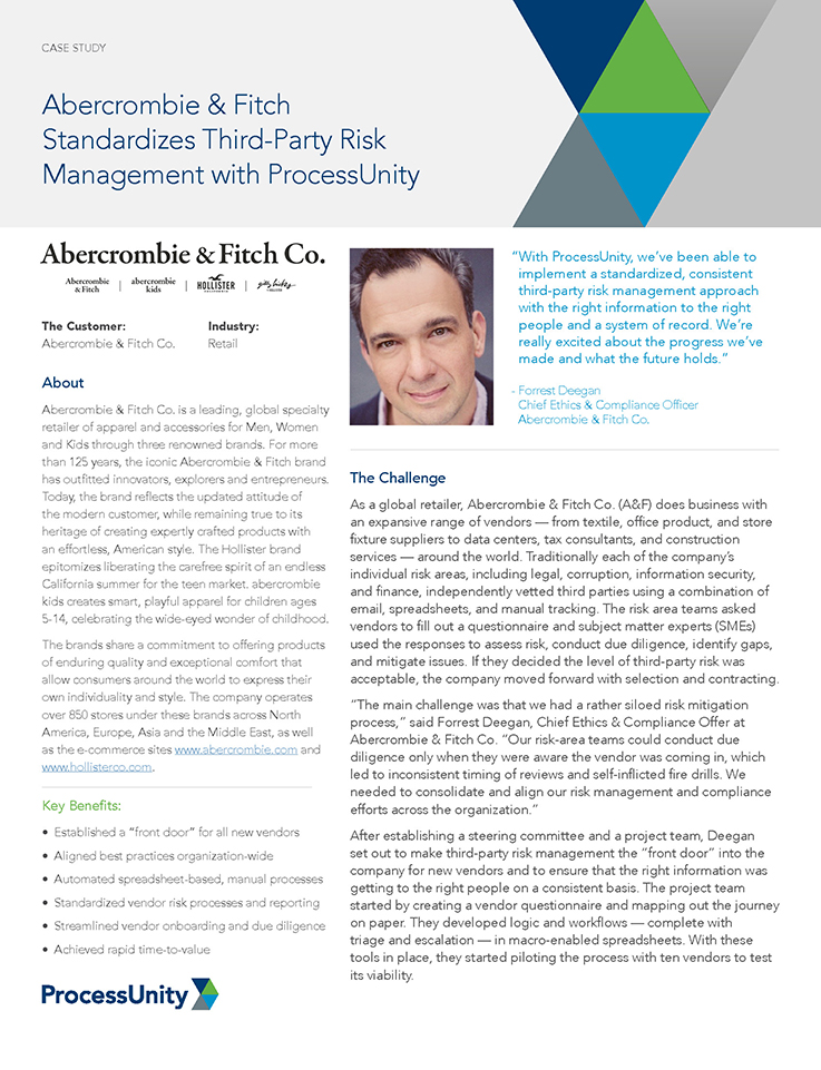 Abercrombie & Fitch Standardizes Third-Party Risk Management with ProcessUnity