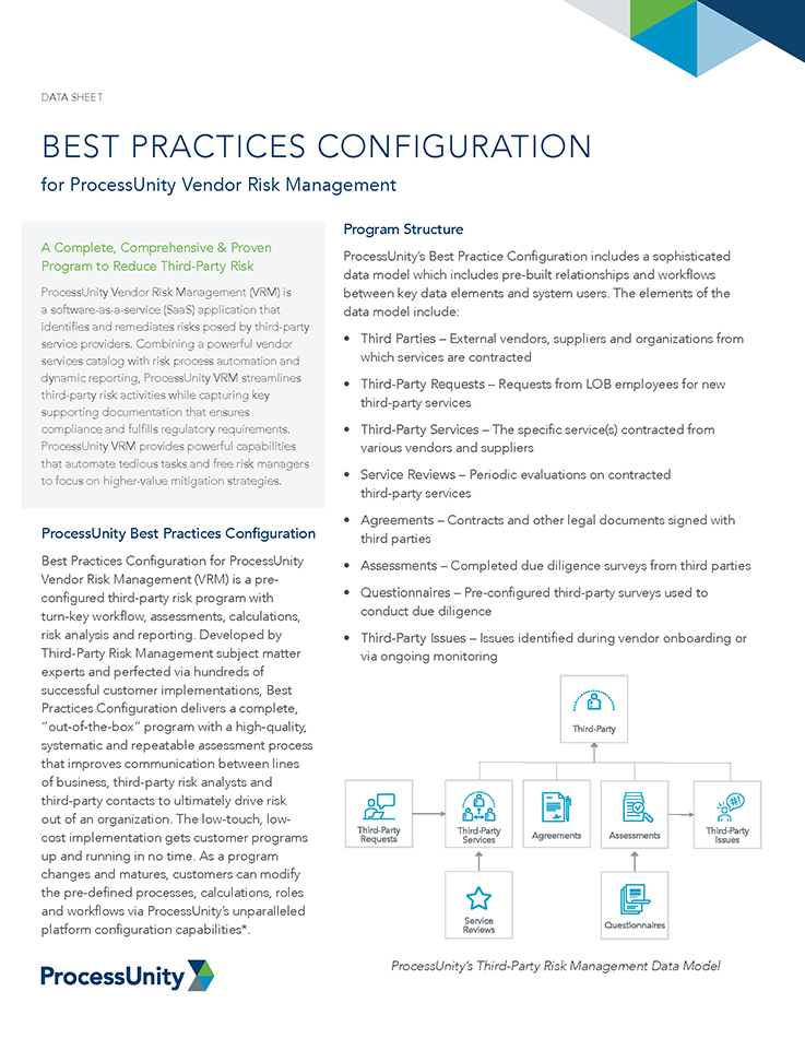 ProcessUnity Vendor Risk Management Best Practices Configuration