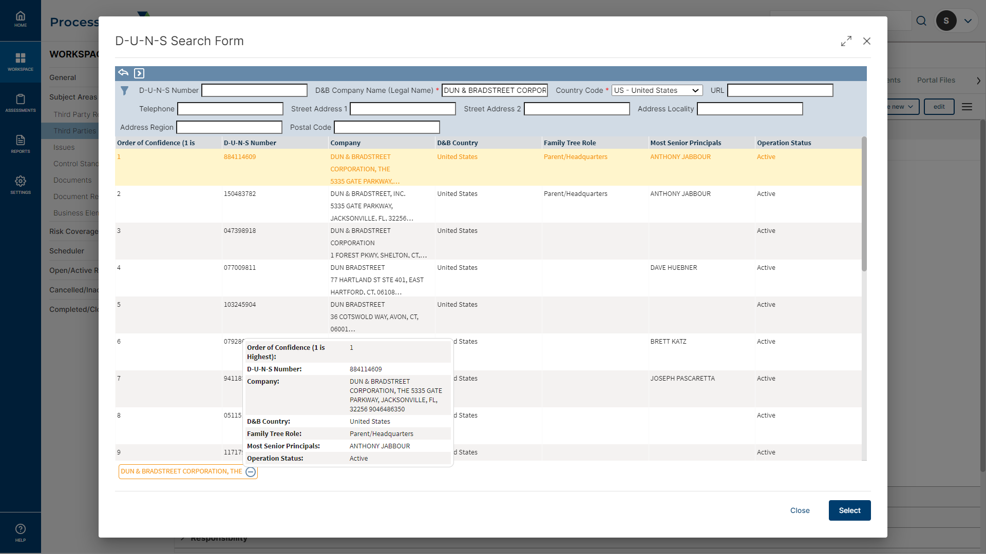 Vendor Identity Intelligence DUNS Search