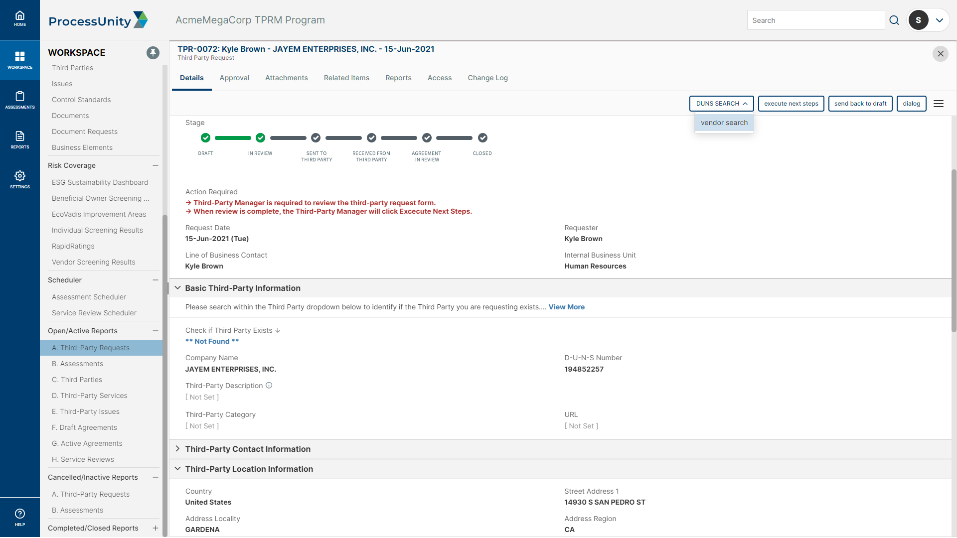 Vendor Identity Intelligence with Dun & Bradstreet - DUNS Lookup