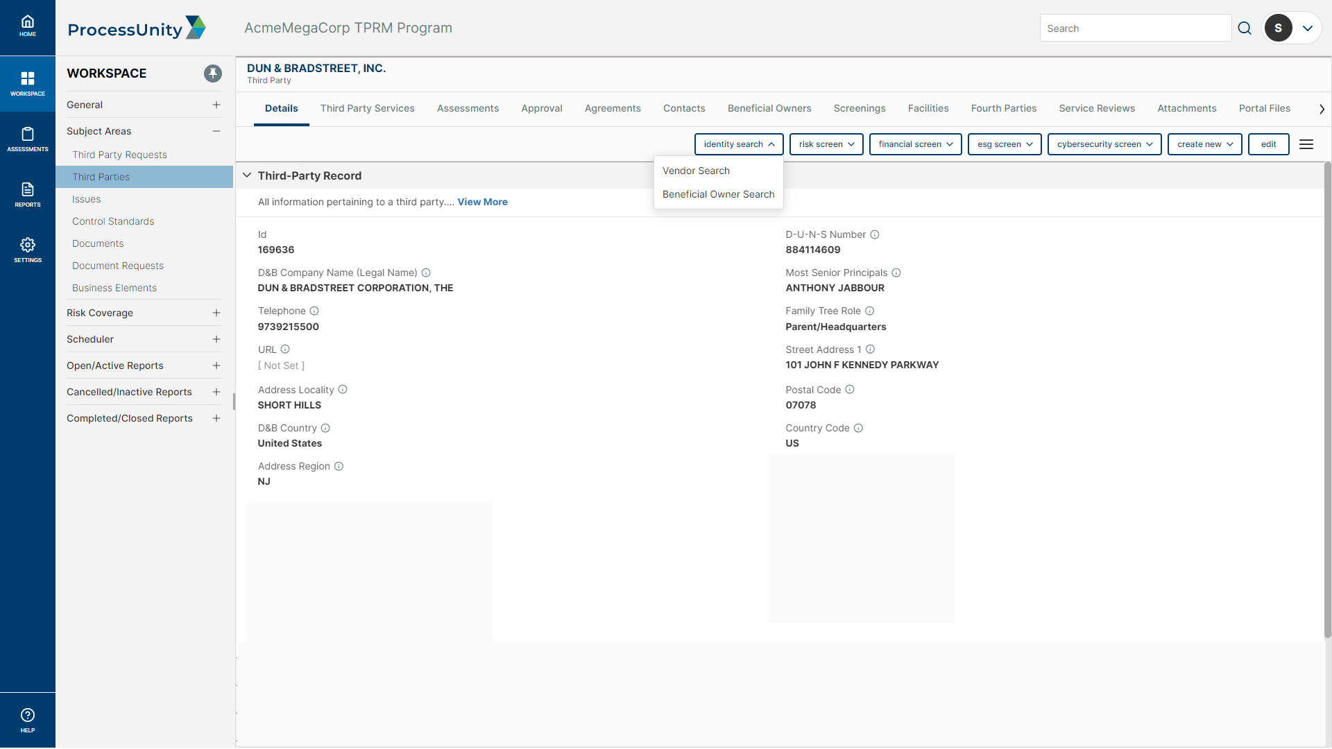 Vendor Identity Intelligence Third-Party Profile