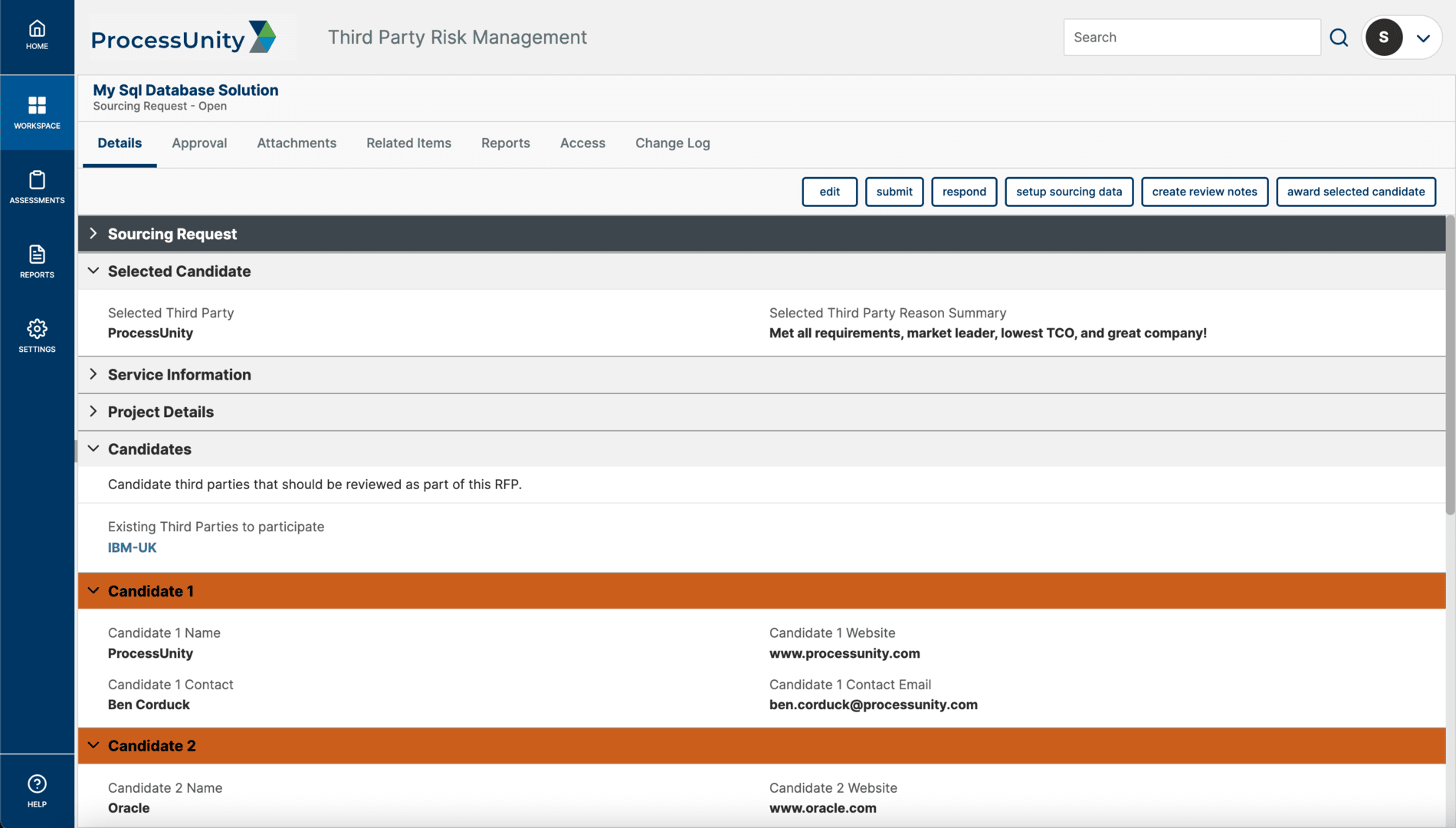 Vendor Service Selection