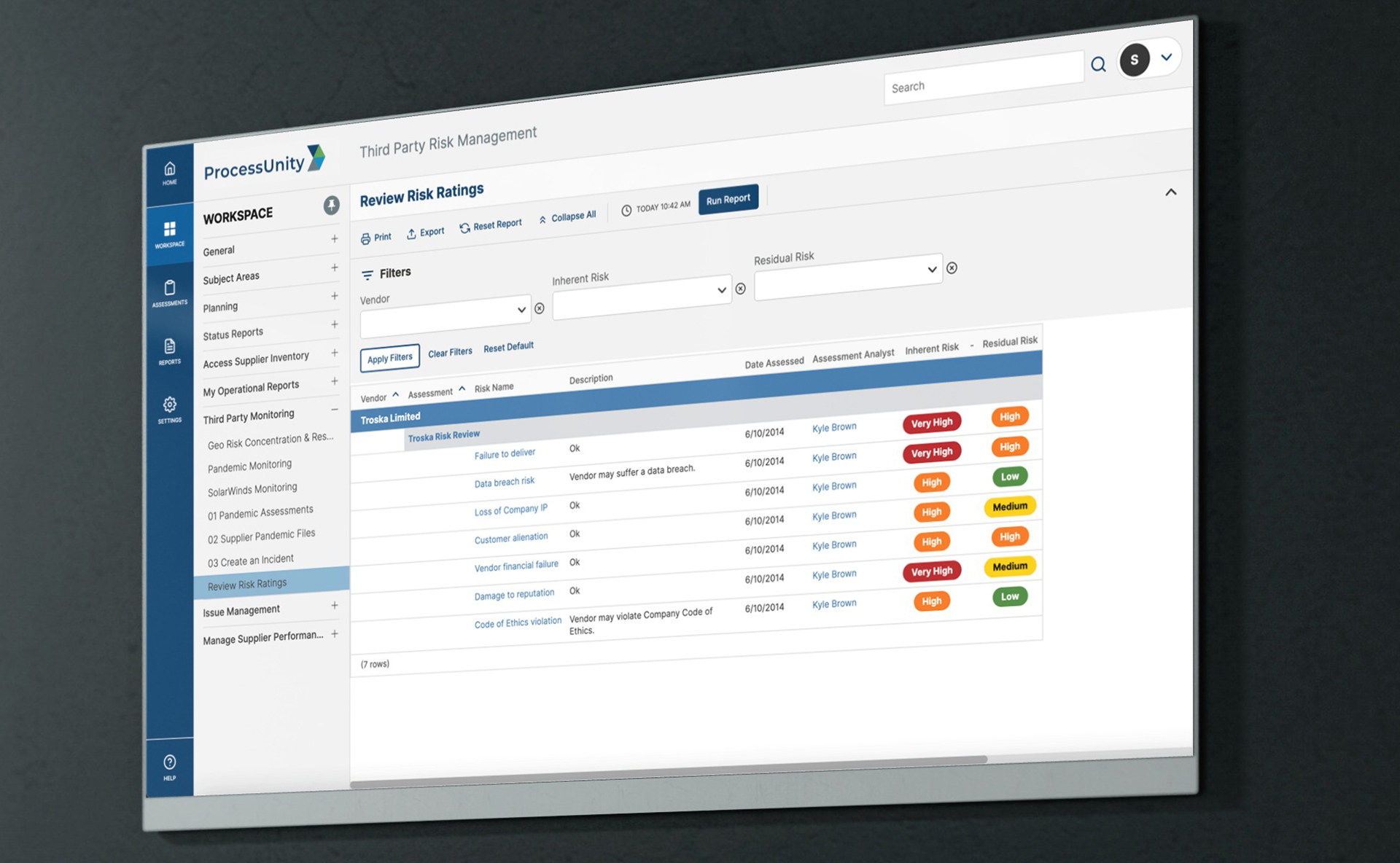 Vendor Risk Management Inherent Risk Scoring