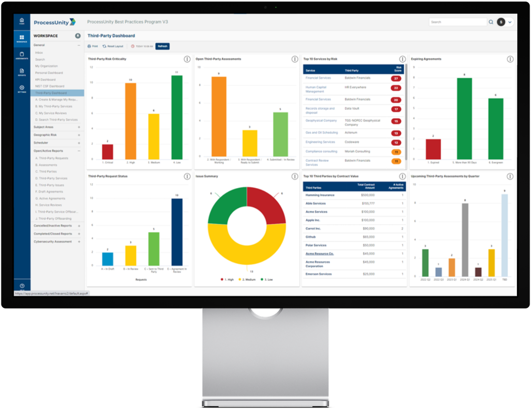 Third-Party Risk Management Software Dashboard