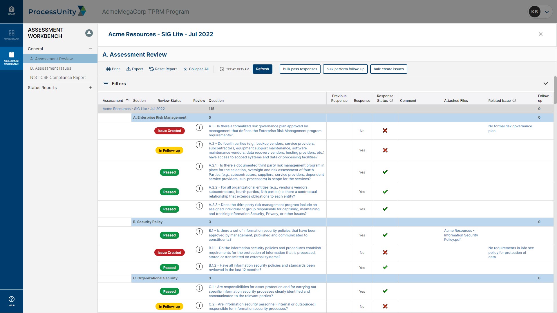 Third-Party Risk Management Assessment Review Report