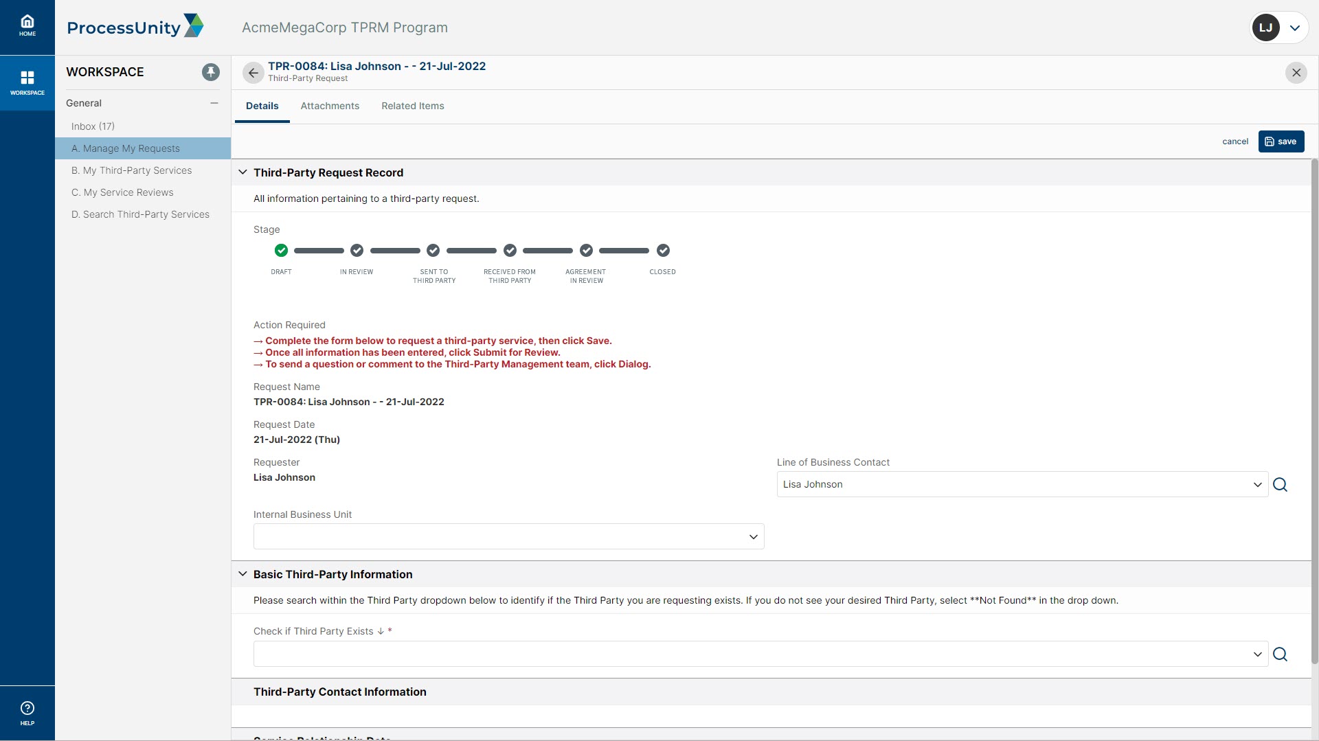 Third-Party Risk Management Vendor Request